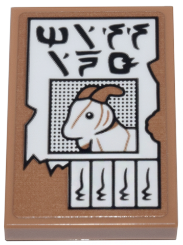 Tile 2 x 3 with White Lost Goat Flyer with Tear-Off Strips and Black Ninjago Logogram 'MISSING' Pattern (Sticker) - Set 71799