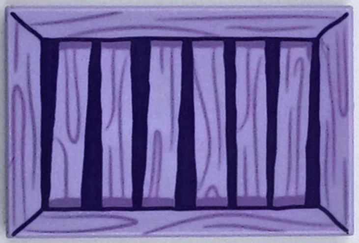 Tile 2 x 3 with Dark Purple Shutter with Medium Lavender Wood Grain Pattern