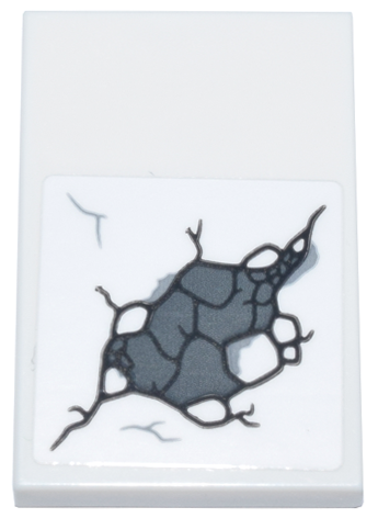 Tile 2 x 3 with Black, Dark Bluish Gray and Light Bluish Gray Wide Cracked Stone Pattern 1 (Sticker) - Set 76266