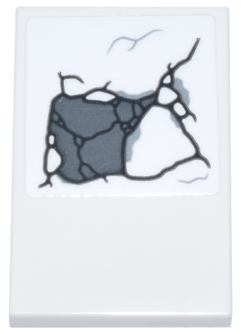 Tile 2 x 3 with Black, Dark Bluish Gray and Light Bluish Gray Wide Cracked Stone Pattern 2 (Sticker) - Set 76266