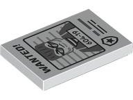 Tile 2 x 3 with Black 'WANTED!' and Dark Bluish Gray Minifigure with '604-19' Pattern