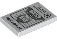 Tile 2 x 3 with Black 'WANTED!' and Dark Bluish Gray Minifigure with '604-16' Pattern