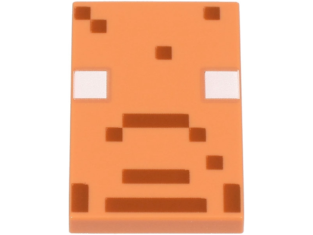 Tile 2 x 3 with Pixelated White and Dark Orange Squares and Rectangles Pattern (Minecraft Hoglin Face)