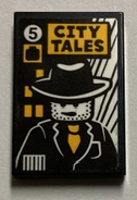 Tile 2 x 3 with 'CITY TALES' Comic Book with Detective Minifigure Pattern (Sticker) - Set 60380