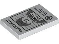 Tile 2 x 3 with Black 'WANTED!' and Dark Bluish Gray Minifigure with '604-17' Pattern