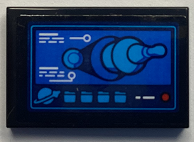 Tile 2 x 3 with Screen with Classic Space Logo, Rocket and Writing Pattern (Sticker) - Set 60351