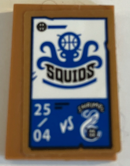 Tile 2 x 3 with White and Blue Poster with Black 'SQUIDS' Pattern (Sticker) - Set 70425