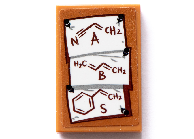 Tile 2 x 3 with Bulletin Board / Pinboard with Chemical Formulas on White Pinned Paper Pattern (Sticker) - Set 70425