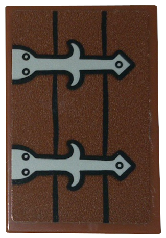 Tile 2 x 3 with Wooden Shutter and Metal Hinges Pattern (Sticker) - Set 10332