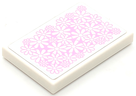 Tile 2 x 3 with Flowers on Bright Pink Background Pattern (Sticker) - Set 43201