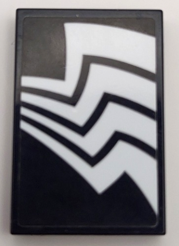 Tile 2 x 3 with 4 White Zigzag Stripes / Spider Legs (Venom) Pattern Model Left Side (Sticker) - Set 76115