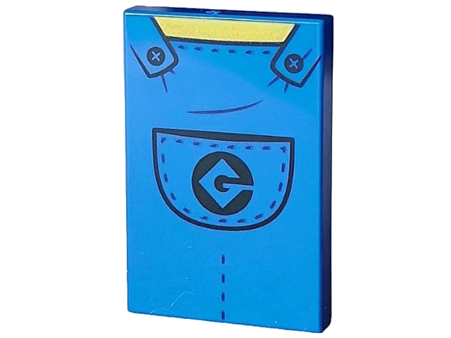 Tile 2 x 3 with Overalls with Black Buttons and Pocket with Gru Logo and Yellow Neck Pattern