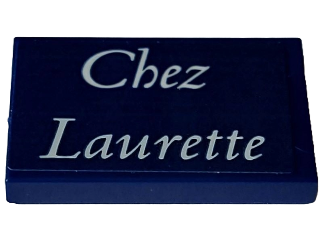 Tile 2 x 3 with White 'Chez Laurette' Pattern (Sticker) - Set 910032