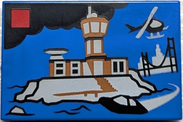 Tile 2 x 3 with LEGO City Set 60419 Police Prison Island Box Art Pattern