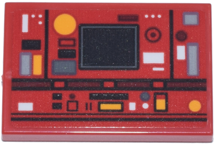 Tile 2 x 3 with Control Panel with Black, Light Bluish Gray, White, and Yellow Dots, Buttons, Lights, Circles, Lines, and Rectangles Pattern (Sticker) - Set 76271