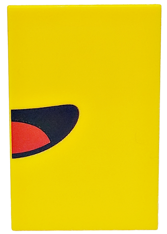 Tile 2 x 3 with Black Open Mouth Smile with Red Tongue Left Half Pattern