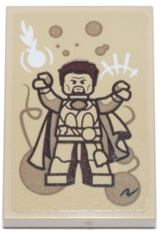 Tile 2 x 3 with Poster with Dark Brown Doctor Strange, White Bomb and Dark Tan Circles Pattern (Sticker) - Set 76218