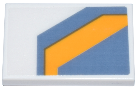 Tile 2 x 3 with Sand Blue Panel and Angled Bright Light Orange Stripe Pattern Model Left Side (Sticker) - Set 75357
