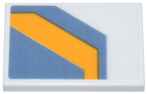 Tile 2 x 3 with Sand Blue Panel and Angled Bright Light Orange Stripe Pattern Model Right Side (Sticker) - Set 75357
