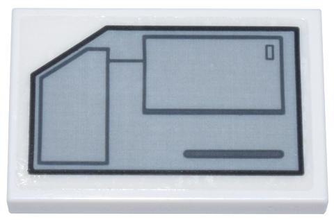 Tile 2 x 3 with Light Bluish Gray and Black Mechanical Panel with Cut Corner and Dark Bluish Gray Rectangle Pattern Model Left Side (Sticker) - Set 75357