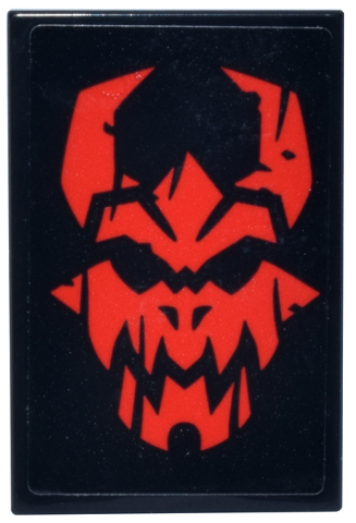 Tile 2 x 3 with Red Ninjago Dragonian Warrior Head with Horns Pattern (Sticker) - Set 71841