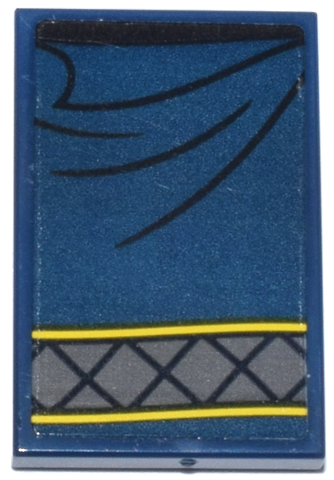 Tile 2 x 3 with Blanket with Black Sheet and Folds, Dark Bluish Gray Diamonds and Yellow Trim Pattern (Sticker) - Set 71837