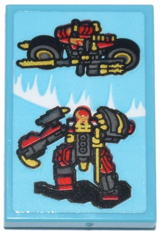 Tile 2 x 3 with Red, Gold and Dark Bluish Gray Kai's Mech Rider EVO, White Flames Pattern (Sticker) - Set 71837