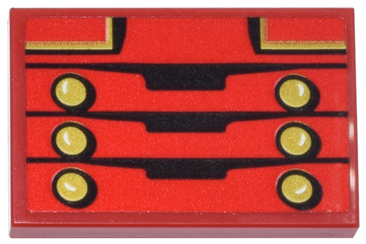 Tile 2 x 3 with Red Toy Soldier Uniform with Black Trim and Gold Collar and Buttons Pattern (Ninjago Dorama's Puppet Torso) (Sticker) - Set 71837