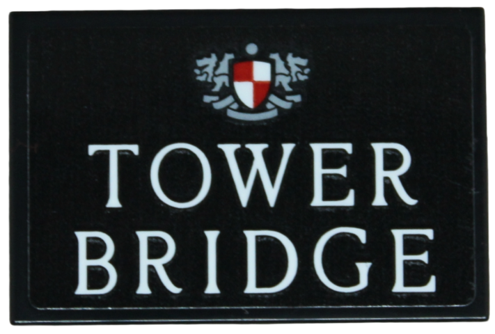 Tile 2 x 3 with Crest with Shield and White 'TOWER BRIDGE' Pattern (Sticker) - Set 30443