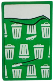 Tile 2 x 3 with Blanket with White Trash Cans and Bedsheet Pattern (Sticker) - Set 42652