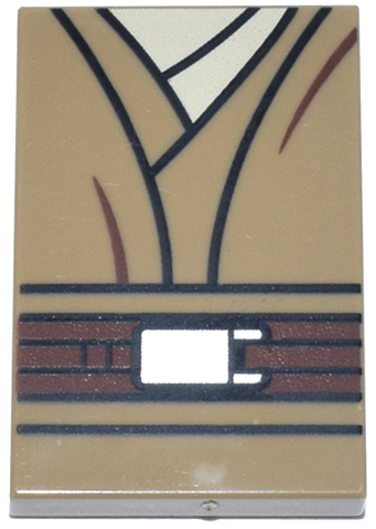 Tile 2 x 3 with SW Jedi Robe, Tan Shirt and Reddish Brown Belt with Silver Buckle Pattern (BrickHeadz Mace Windu Torso)