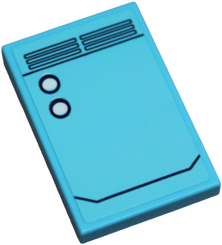 Tile 2 x 3 with Projector Panel with Black Vents and White Buttons Pattern (Sticker) - Set 42642