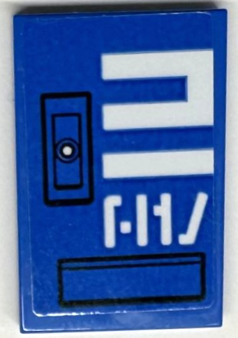 Tile 2 x 3 with White Number 2 and Characters, Black Rectangles and Hull Plates Pattern (Sticker) - Set 75293