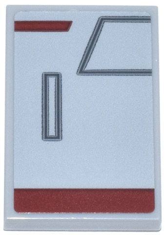 Tile 2 x 3 with Dark Bluish Gray Panels and Dark Red Bars / Lines Pattern Model Left Side (Sticker) - Set 75413