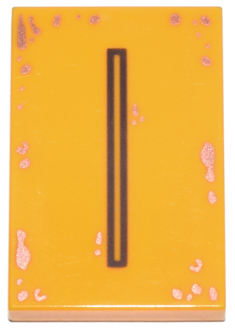 Tile 2 x 3 with Worn Copper Splotches and Dark Brown Slot Pattern