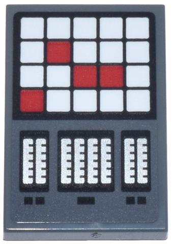 Tile 2 x 3 with Control Panel, Red and White Lights and Buttons Grid, Silver Level Gauges Pattern (Sticker) - Set 75419