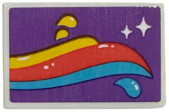 Tile 2 x 3 with Yellow, Coral, and Medium Azure Melted Slushy Stripes on Medium Lavender Background Pattern Model Left Side (Sticker) - Set 42674