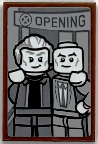 Tile 2 x 3 with Photo of X-Men Logo, 'OPENING', Magneto and Professor Xavier Minifigures Pattern (Sticker) - Set 76294