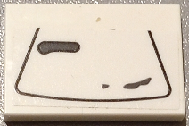 Tile 2 x 3 with Dark Bluish Gray Car Door Outline, Handle and Dirt Stains Pattern Model Left Side (Sticker) - Set 77012