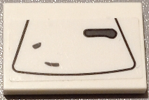 Tile 2 x 3 with Dark Bluish Gray Car Door Outline, Handle and Dirt Stains Pattern Model Right Side (Sticker) - Set 77012