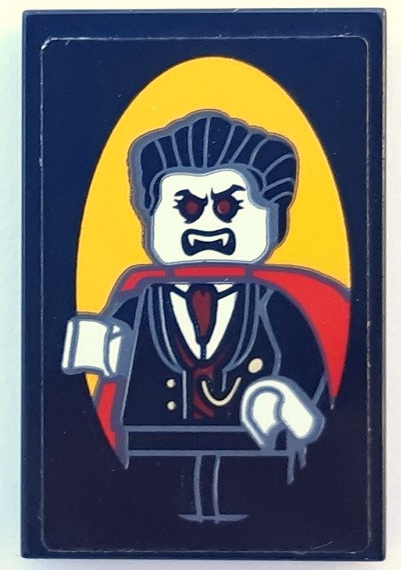 Tile 2 x 3 with Vampire Minifigure Portrait Picture Pattern (Sticker) - Set 910049