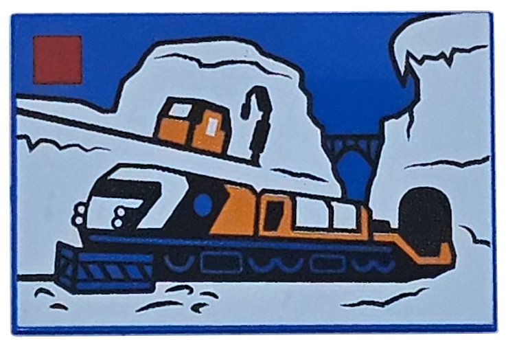 Tile 2 x 3 with LEGO City Set Box Art Set 60470 Explorer Train Pattern