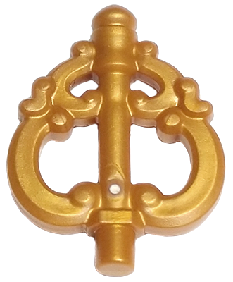 Minifigure, Weapon Staff Head with Bar and Elaborate Curved Top