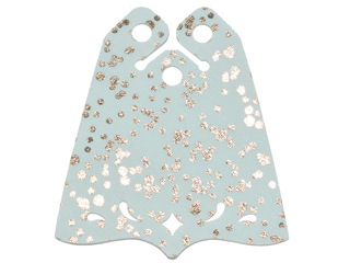 Mini Doll, Cape Cloth, Friends, Center Point at Bottom, 3 Small Top Holes, Swirl, Diamond Shape Holes, Gold Dots Pattern - Traditional Starched Fabric