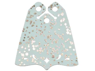 Mini Doll, Cape Cloth, Friends, Center Point at Bottom, 3 Small Top Holes, Swirl, Diamond Shape Holes, Gold Dots Pattern - Traditional Starched Fabric