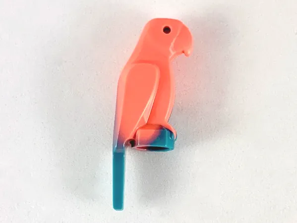 Bird, Parrot with Large Beak with Marbled Dark Turquoise Pattern