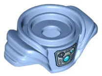 Minifigure Armor Breastplate with Layered Shoulder Protection with Medium Azure Round Crystal and Pressure Gauge on Silver Background Pattern