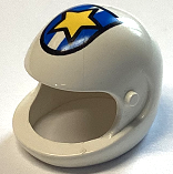 Technic, Figure Accessory Helmet with Police Yellow Star on Blue / White Shield Pattern
