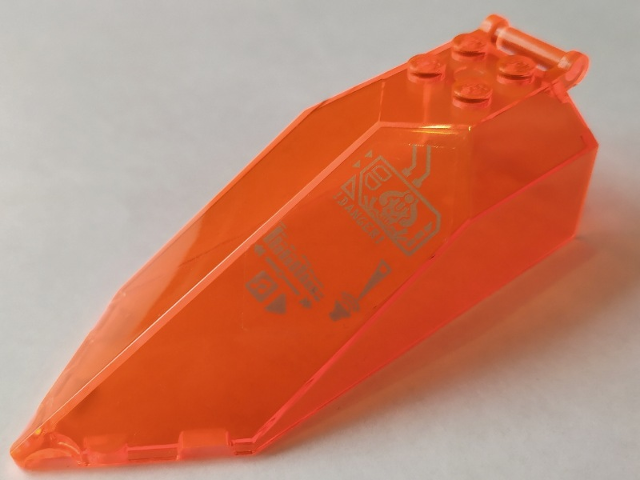 Windscreen 10 x 4 x 2 1/3 Canopy Pointed with Bar Handle with Silver 'DANGER' and Circuitry Pattern (Sticker) - Set 70355