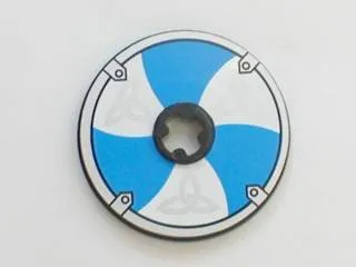 Technic, Disk 3 x 3 with Viking Shield Blue / White 6 Section Pattern (Sticker) - Sets 7018 / 7021